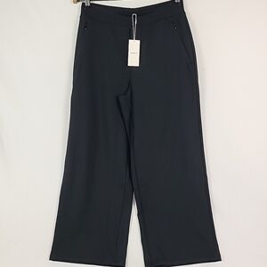 NWT Ninepine Women Asana Relaxed Straight Leg Pants Sz L Black Waist 28"x26"